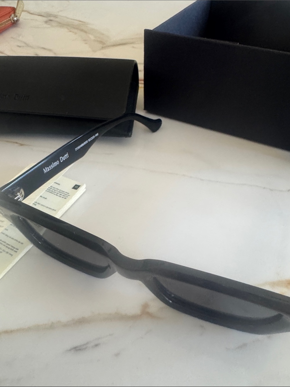 Massimo Dutti Black Rectangular Sunglasses with Dark Lenses